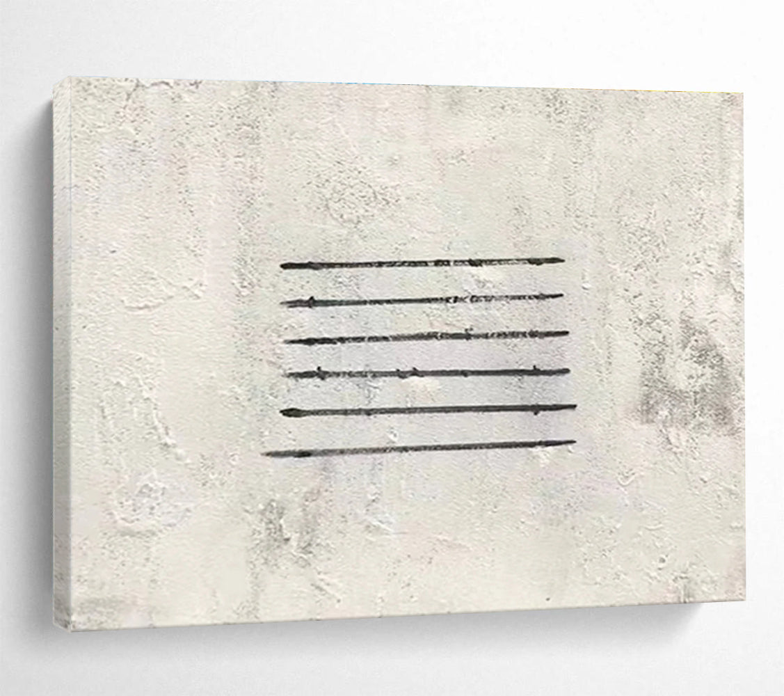 Simple Linear Abstract Painting with Black and White THY264