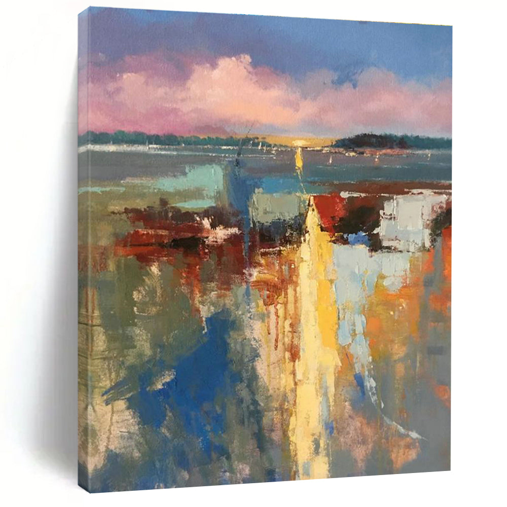 Hand-Painted Abstract Canvas Art for Bedroom & Living Room DLZ2278