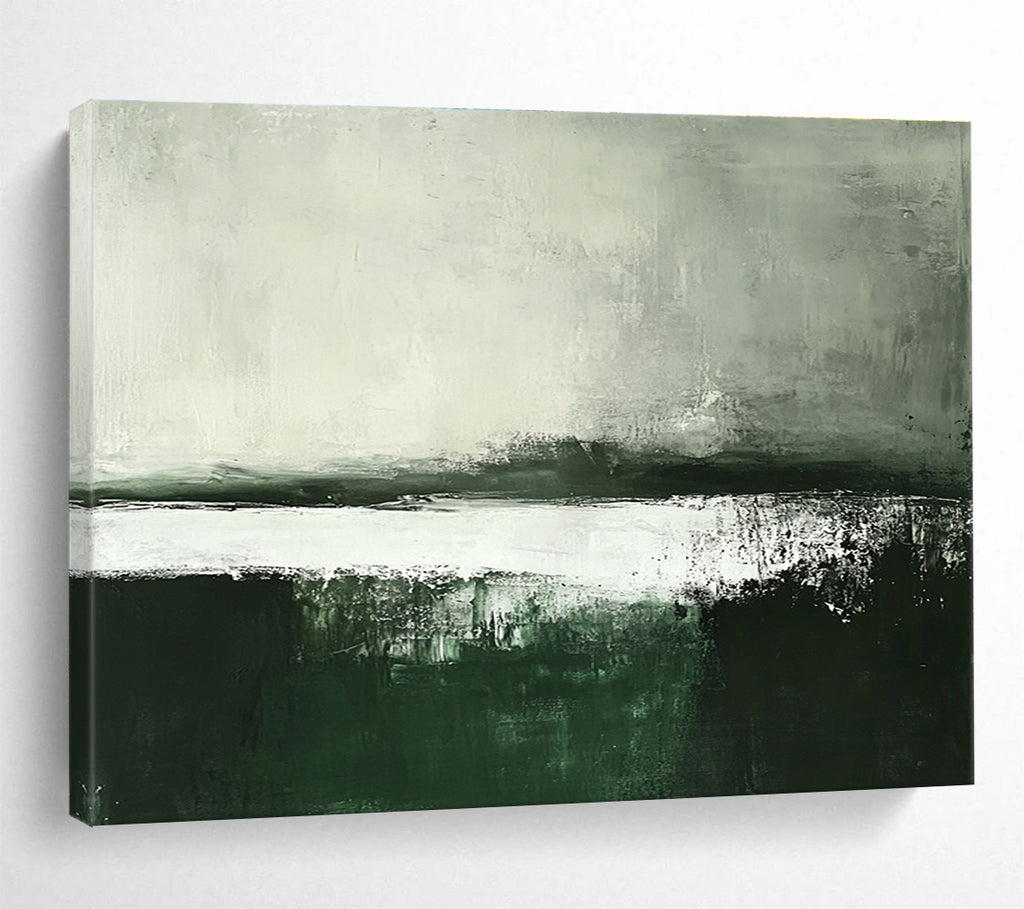 Green Gray and White Abstract Landscape Painting with Subtle Textures DYP215