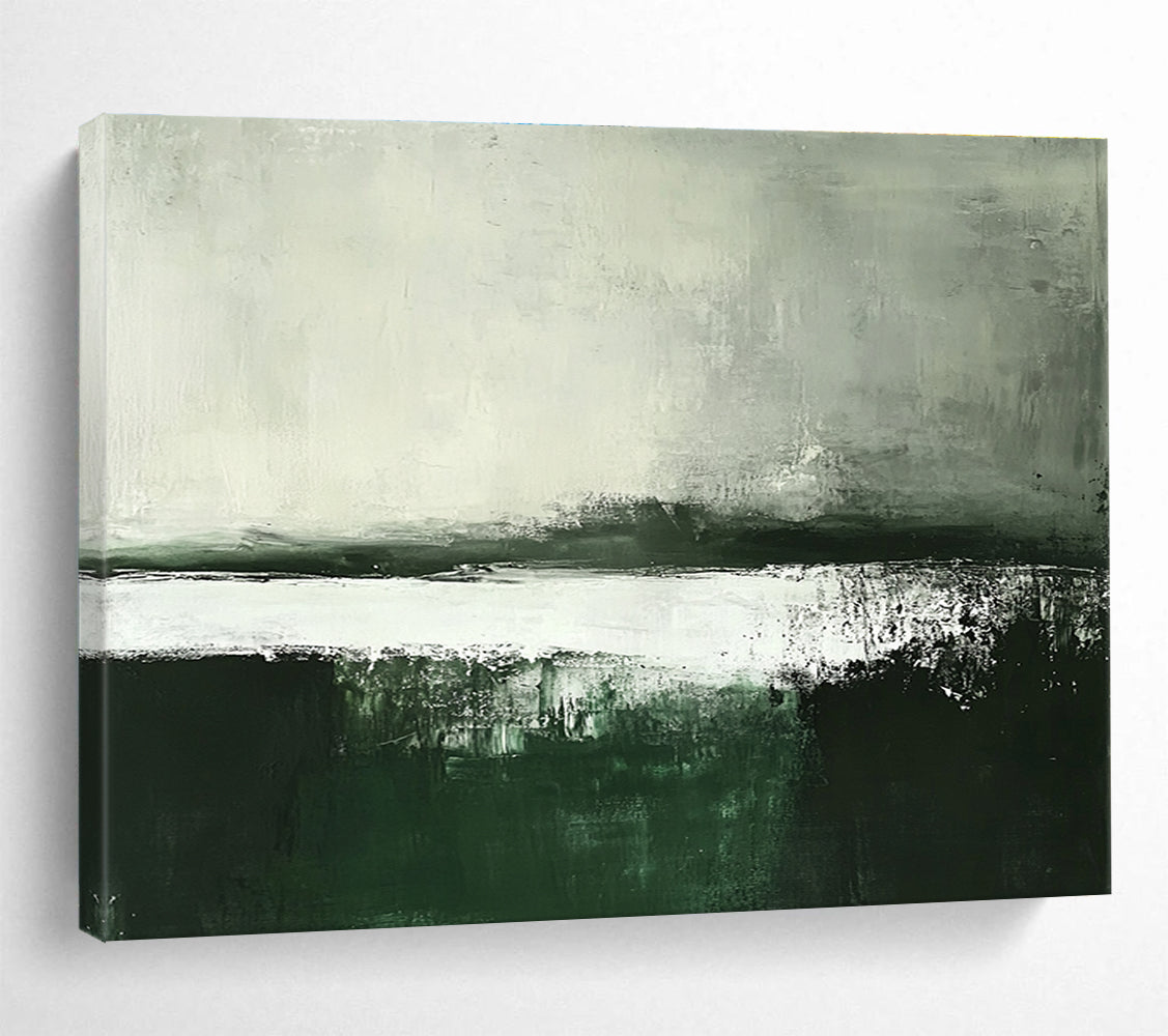 Green Gray and White Abstract Landscape Painting with Subtle Textures DYP215