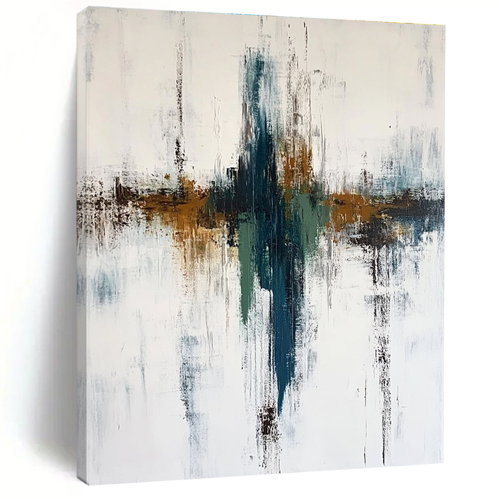Teal Brown Abstract Painting with Subtle Gradients GER498