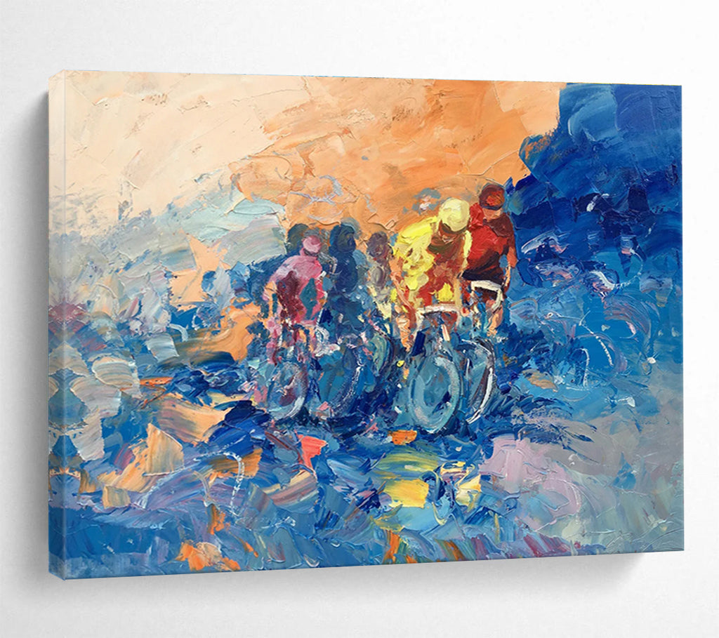 Cyclists in Motion Abstract Painting THY441