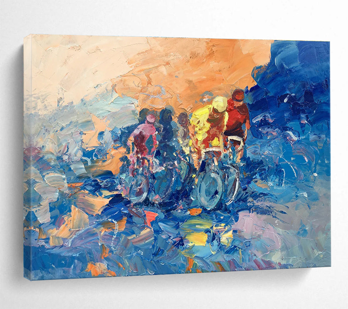 Cyclists in Motion Abstract Painting THY441