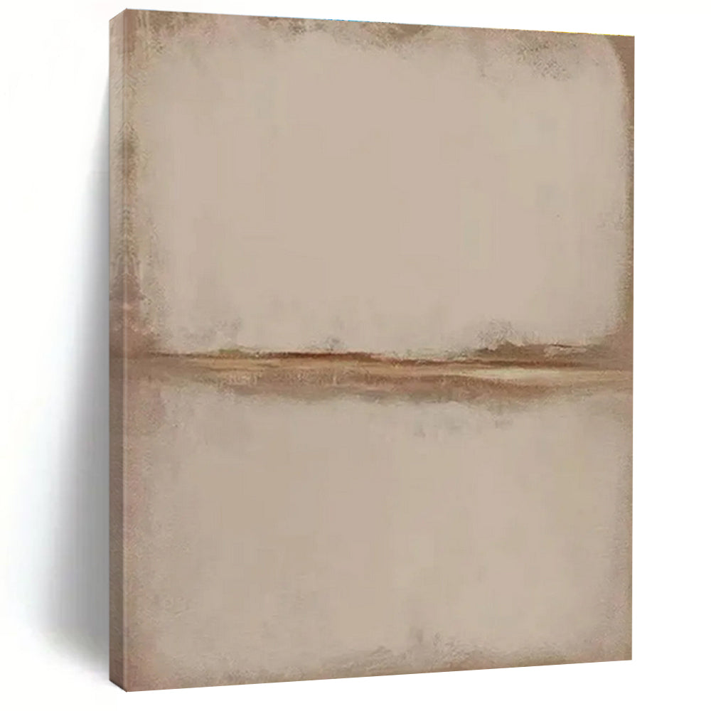 Beige Minimalist Abstract Painting with Subtle Line ADGE494
