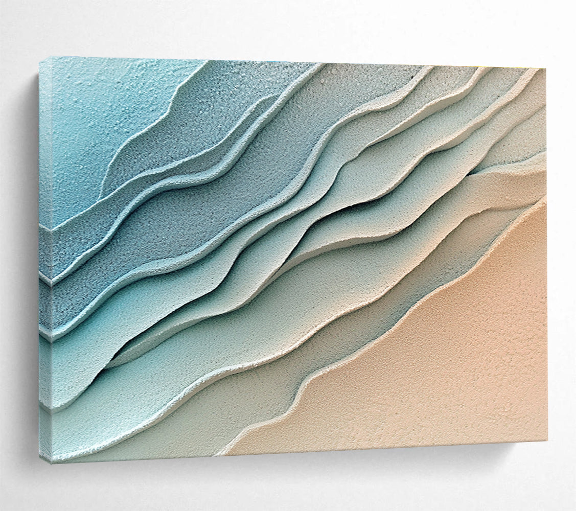 Blue Beige Textured - Rippled Layers Abstract Painting DYP045