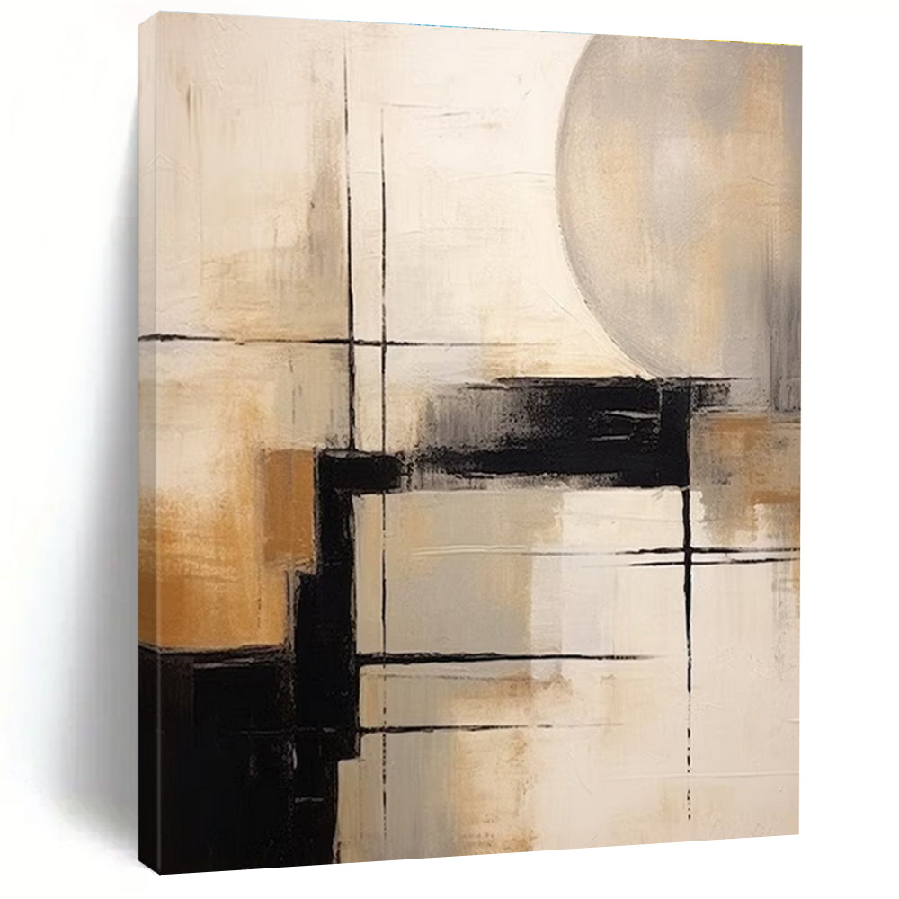 Brown and White Geometric Abstract Painting ADGE356
