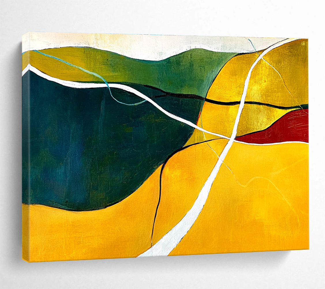 Colorful Landscape Abstract Painting with Rolling Hills Motif DYP427