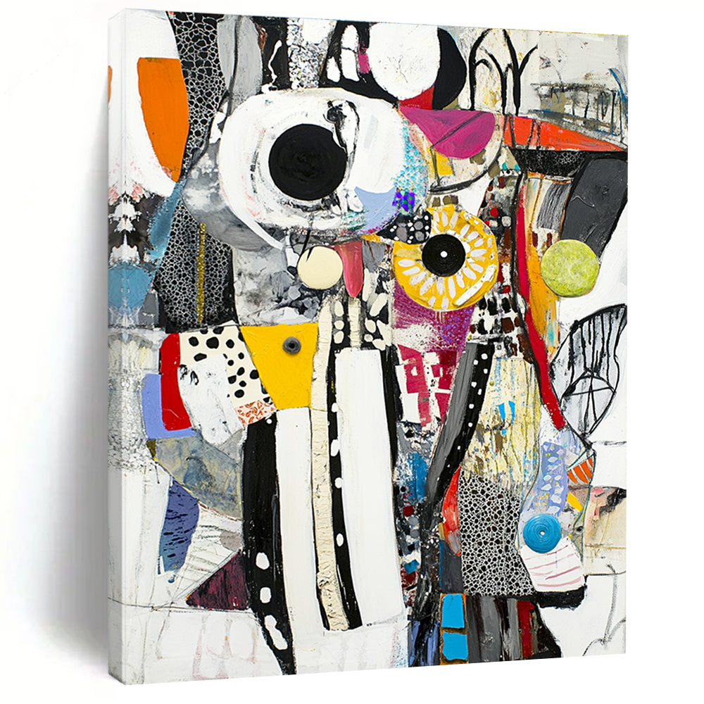 Collage Style Abstract Painting with Eclectic Elements GER757