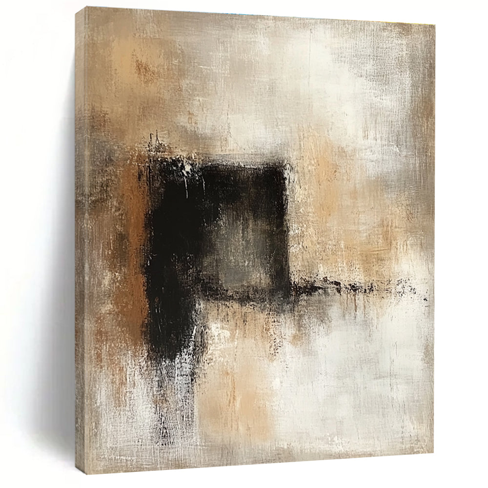 Large abstract painting featuring neutral tones in beige and brown, creating a calming and sophisticated atmosphere for any space.STSC780