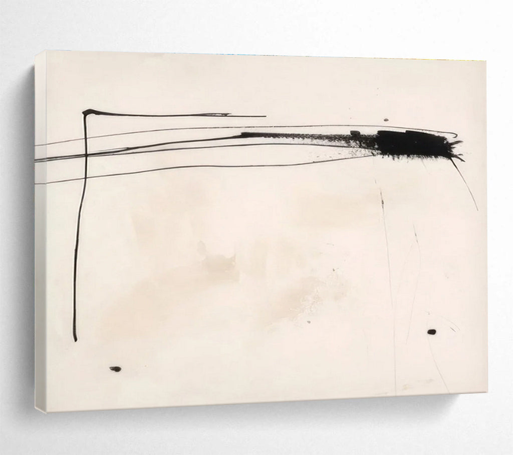 Black White Minimalist Line Abstract Painting THY056