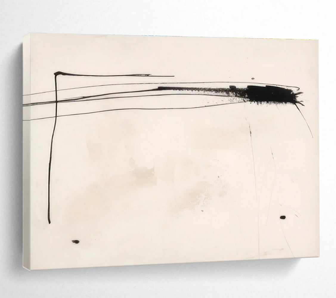 Black White Minimalist Line Abstract Painting THY056