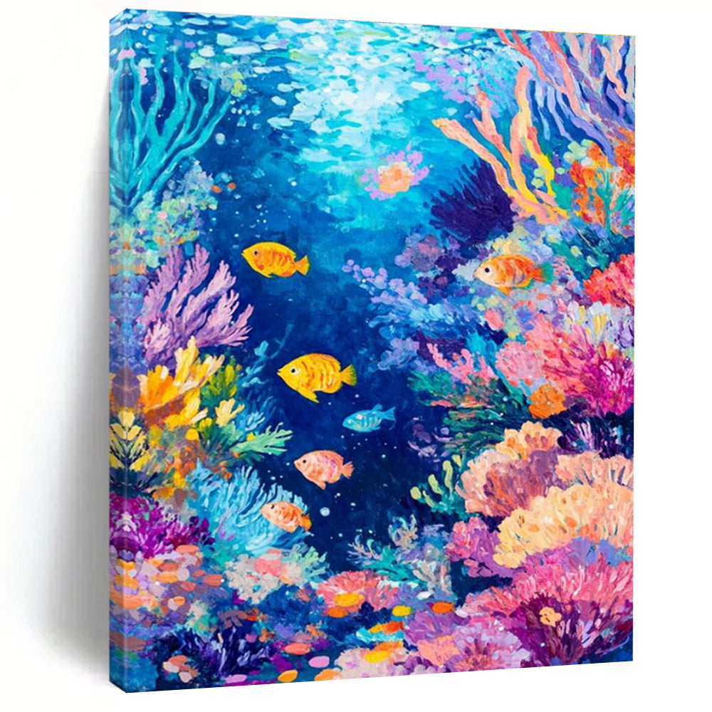 Colorful Underwater World Abstract Painting with Marine Life ADGE527