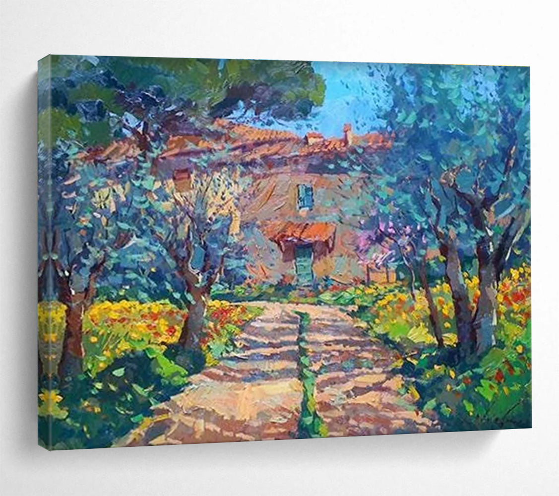 House in Flower Garden Impressionist Painting THY452