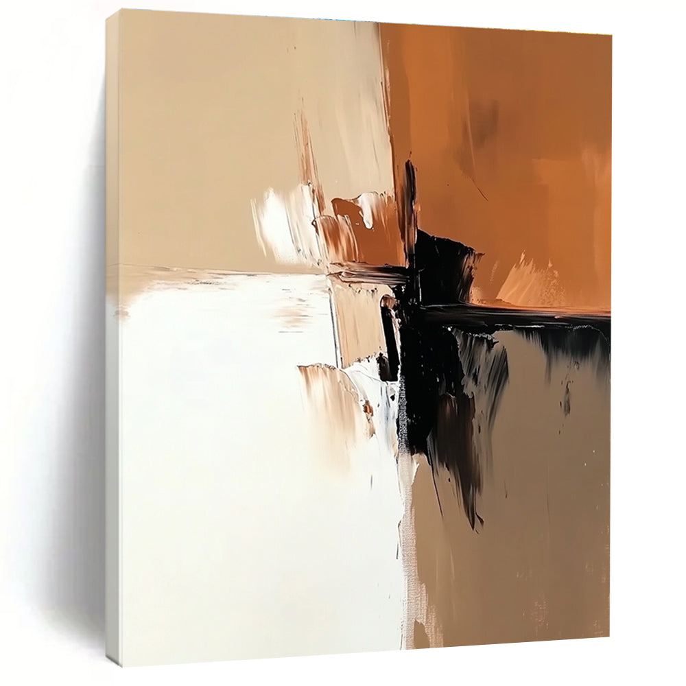 Warm Color Block Abstract with Beige and Black GER341