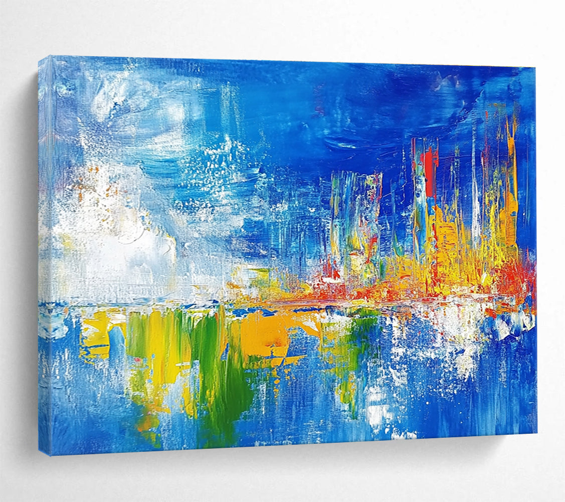 Colorful Cityscape Abstract Painting with Vivid Reflections DYP189