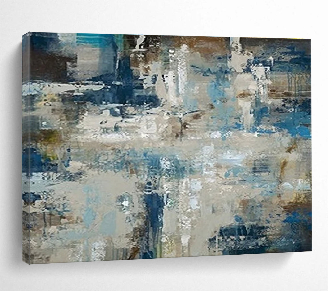 Blue Beige Abstract Textured Painting THY035