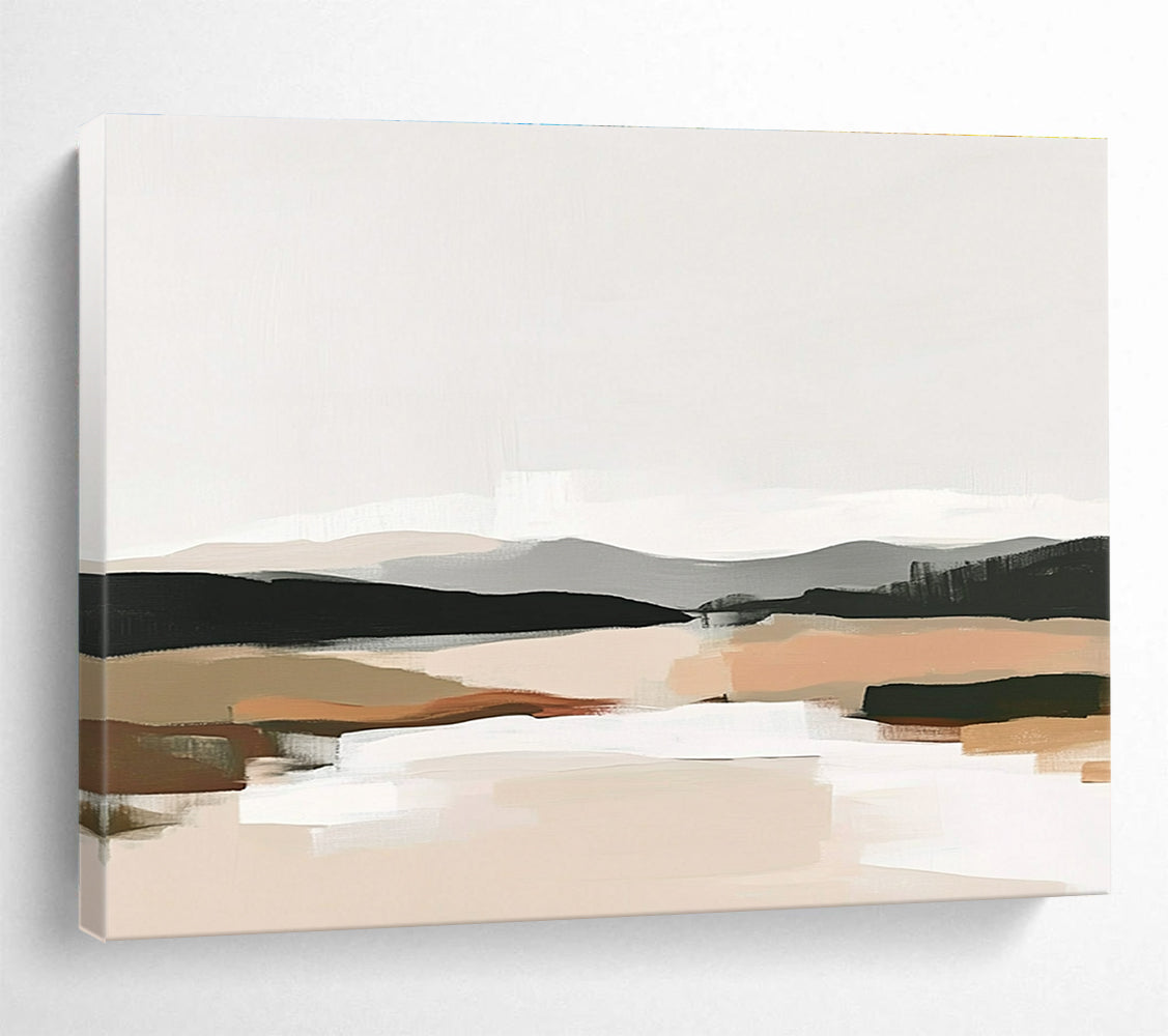 Minimalist Earth - Toned Landscape Abstract Painting with Soft Color Blocks DYP241