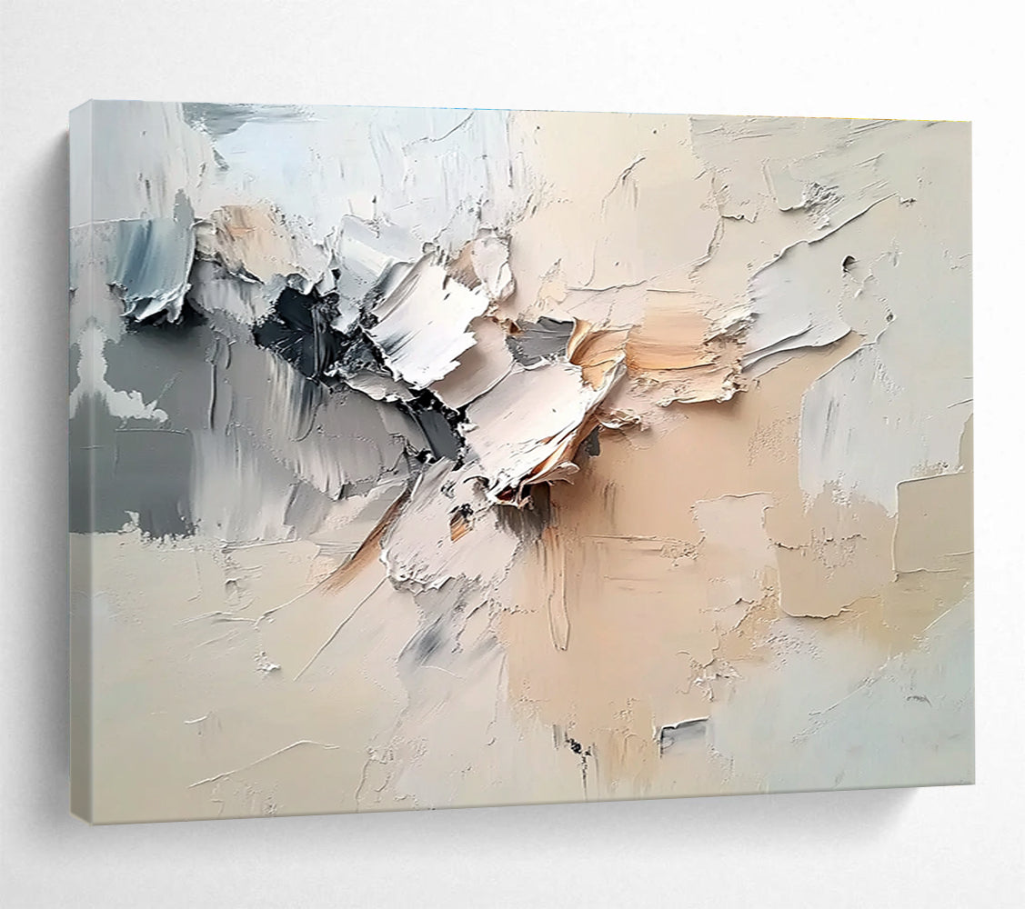 Textured Beige and Gray Abstract Painting with Dynamic Layers DYP294