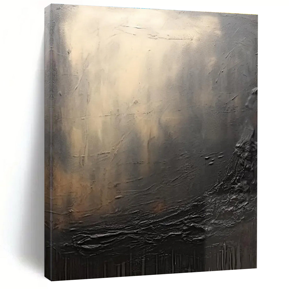 Dark Textured Abstract Painting with Subtle Light Highlights ADGE449