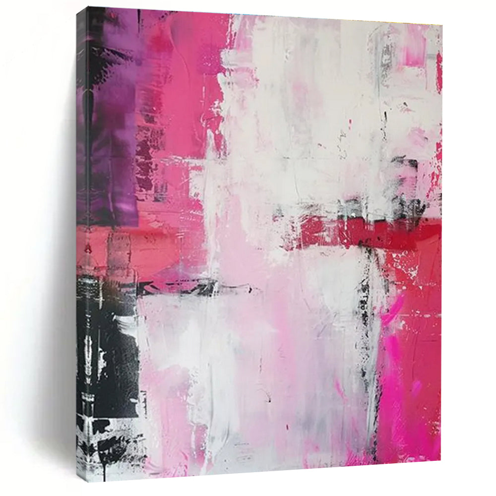 Pink and Purple Blend Abstract Painting with White and Red Accents ADGE114