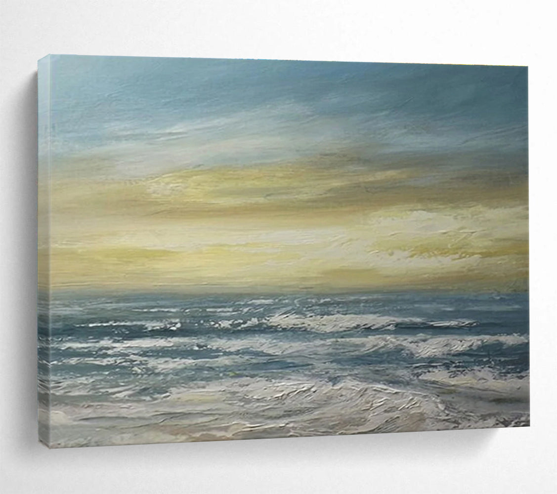 Yellow Sky Sea Sunset Abstract Painting THY032
