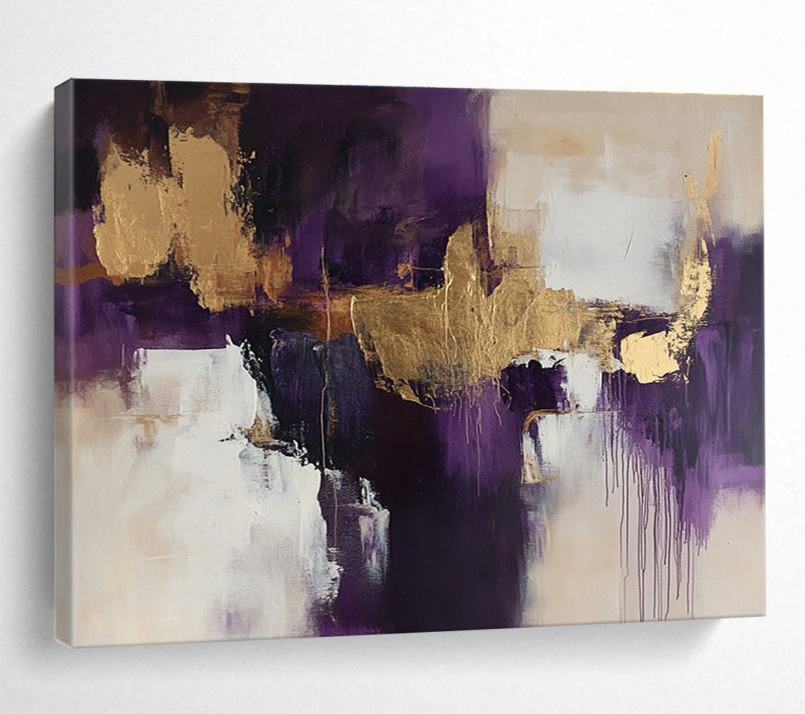 Purple and Gold Abstract Painting with Luxurious Tones DYP371