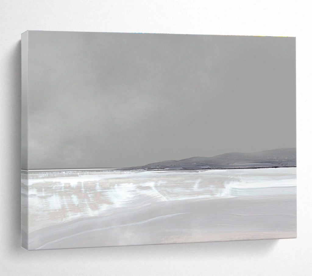 Pale Landscape Abstract Painting with Subtle Grey and White Tones THY137