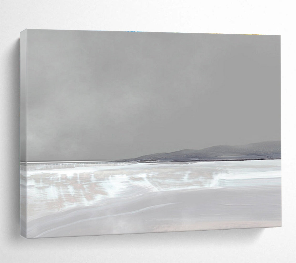 Pale Landscape Abstract Painting with Subtle Grey and White Tones THY137