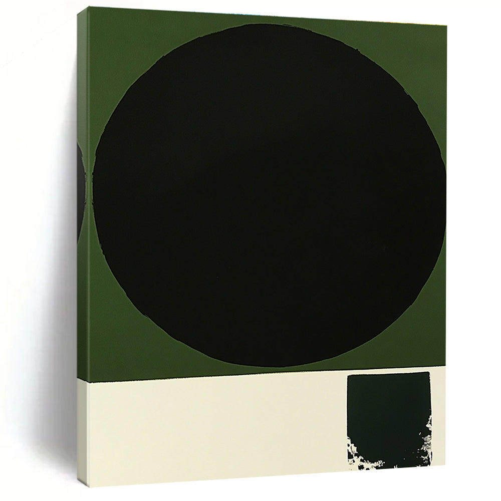 Black and Green Minimalist Geometric Abstract Painting GER218