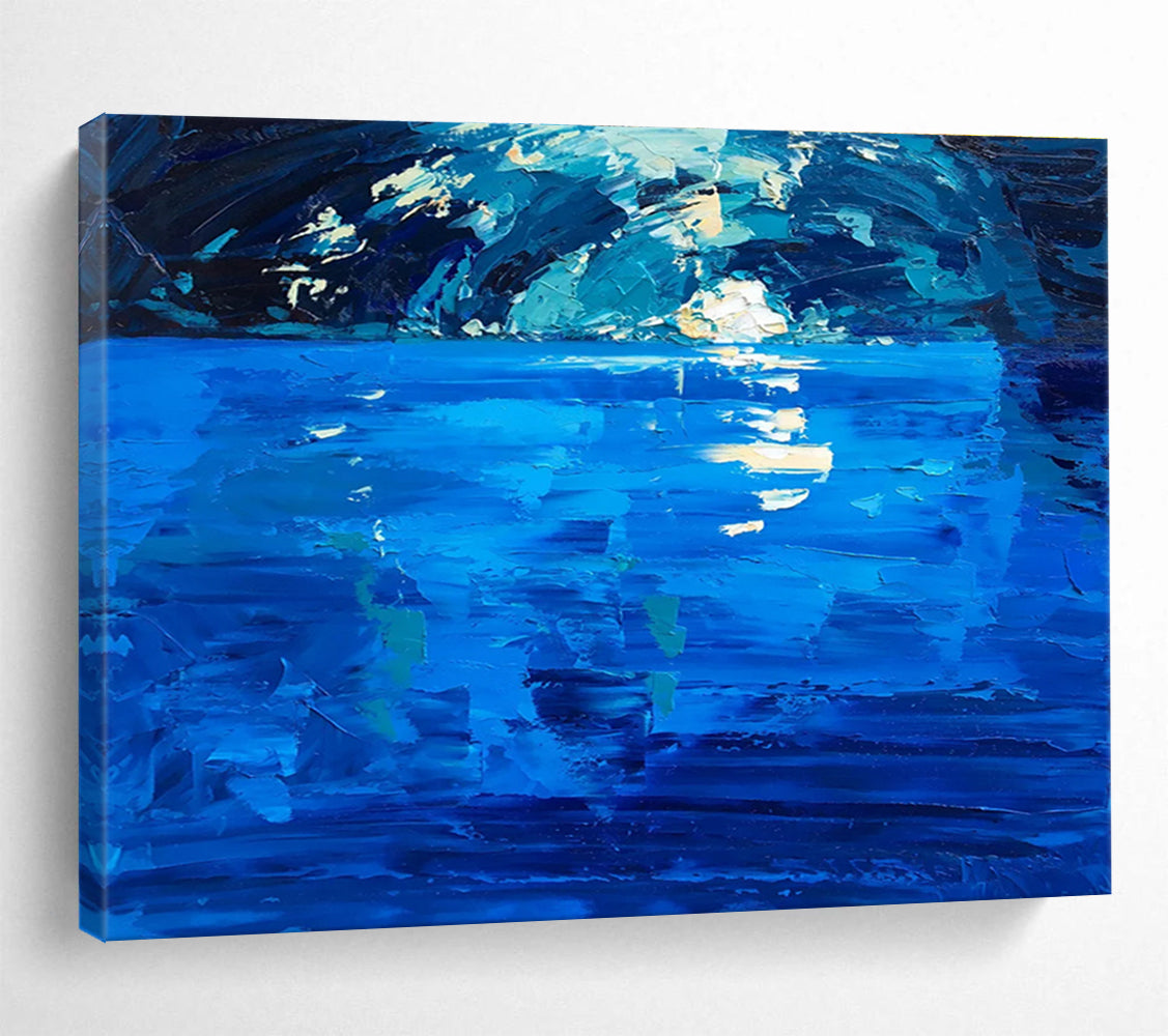 Moonlit Sea Reflection Abstract Painting THY448