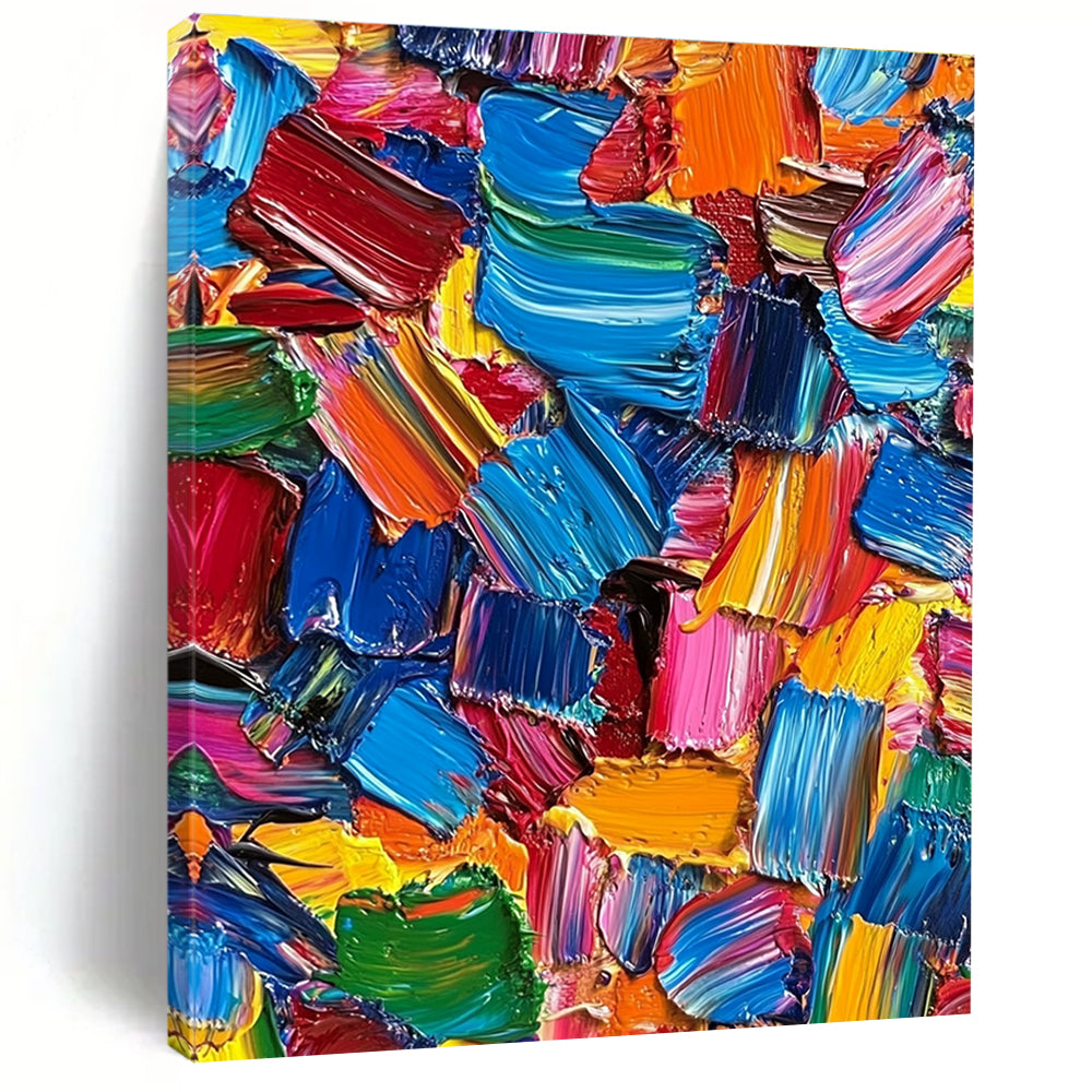 Colorful Palette Knife Abstract Painting with Vivid Color Blocks GER081