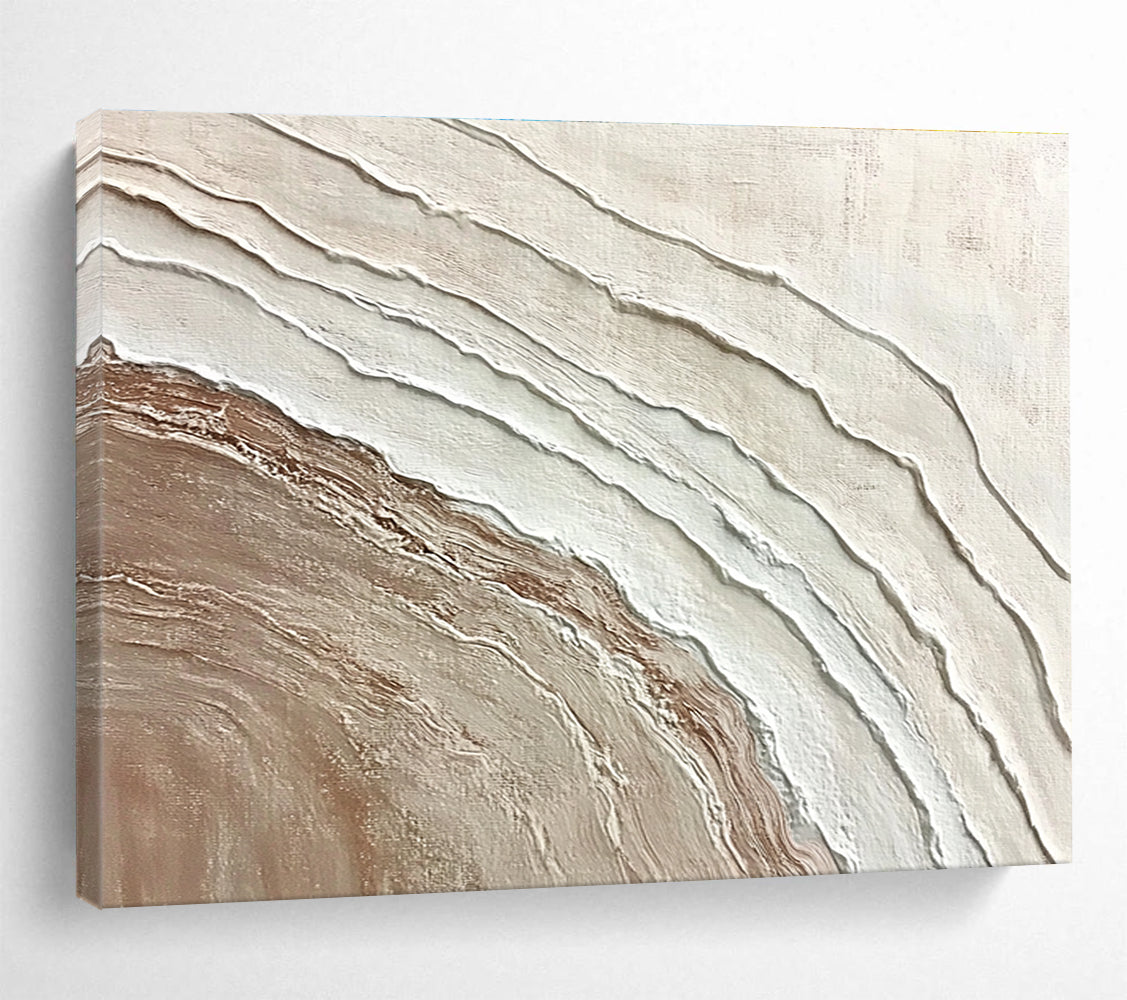 Beige White Textured - Layered Lines Abstract Painting DYP040