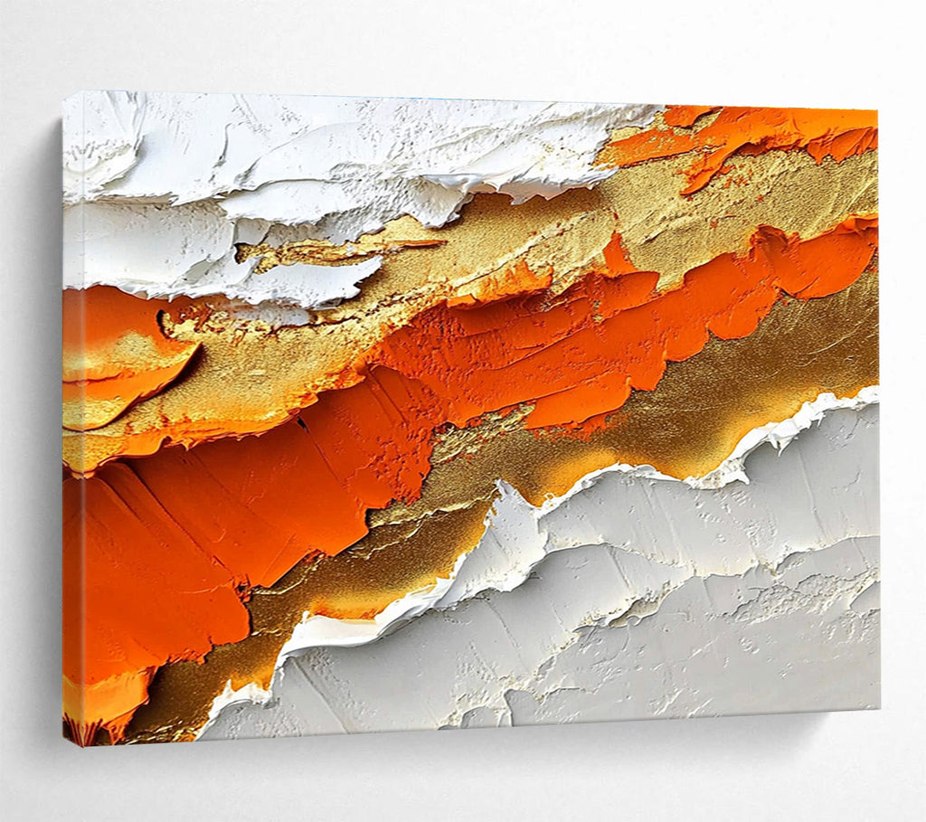 Textured Orange Gold Abstract Painting with Thick Layers DYP483