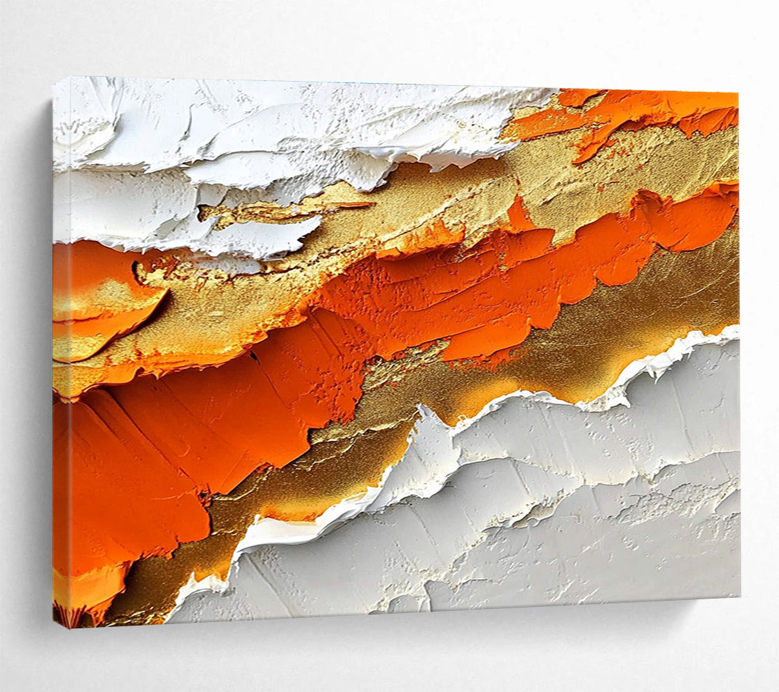 Textured Orange Gold Abstract Painting with Thick Layers DYP483