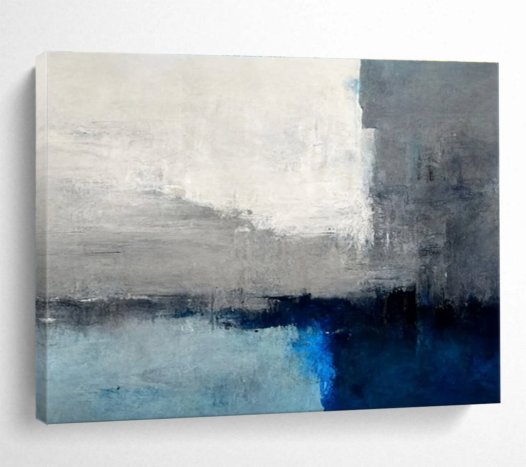 Grey White Blue Abstract Painting THY073