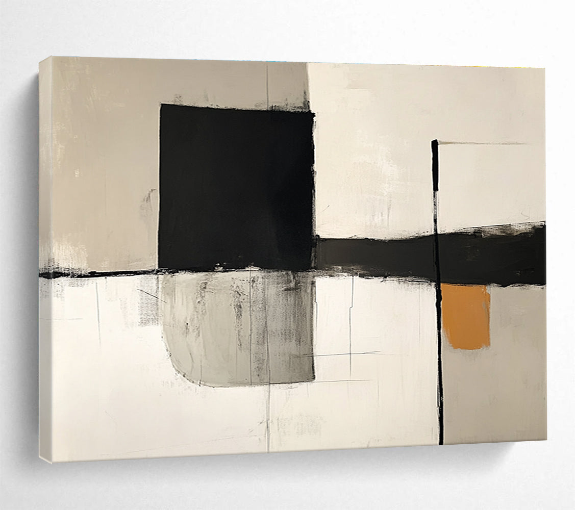 Geometric Black and White Abstract Painting DYP096