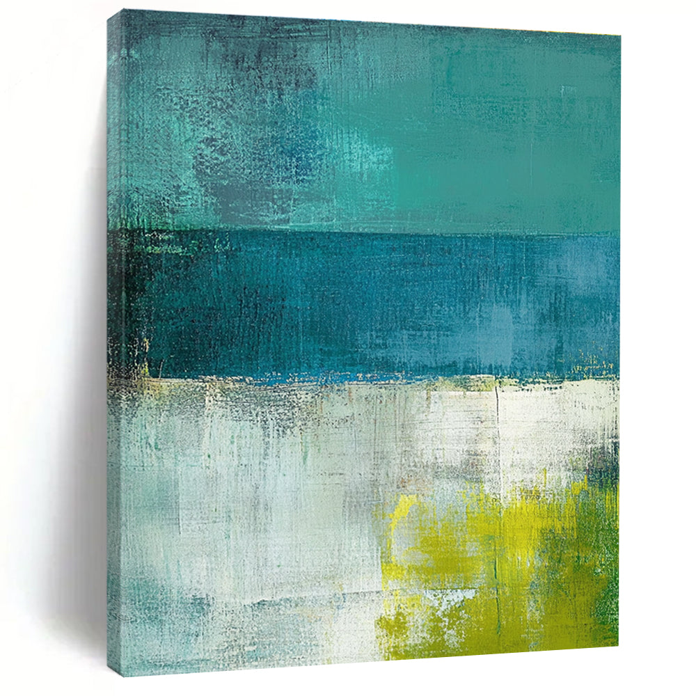 Teal and Green Abstract Painting with Calm Color Fields GER549