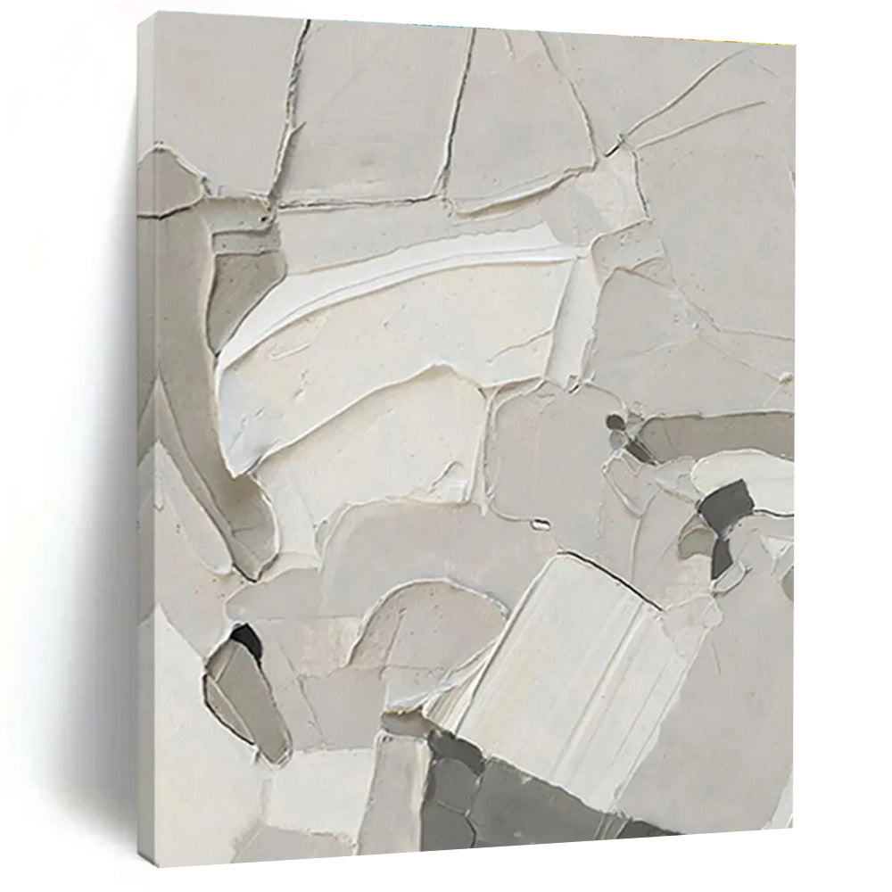 Beige Textured Abstract Painting with Fragmented Shapes ADGE509