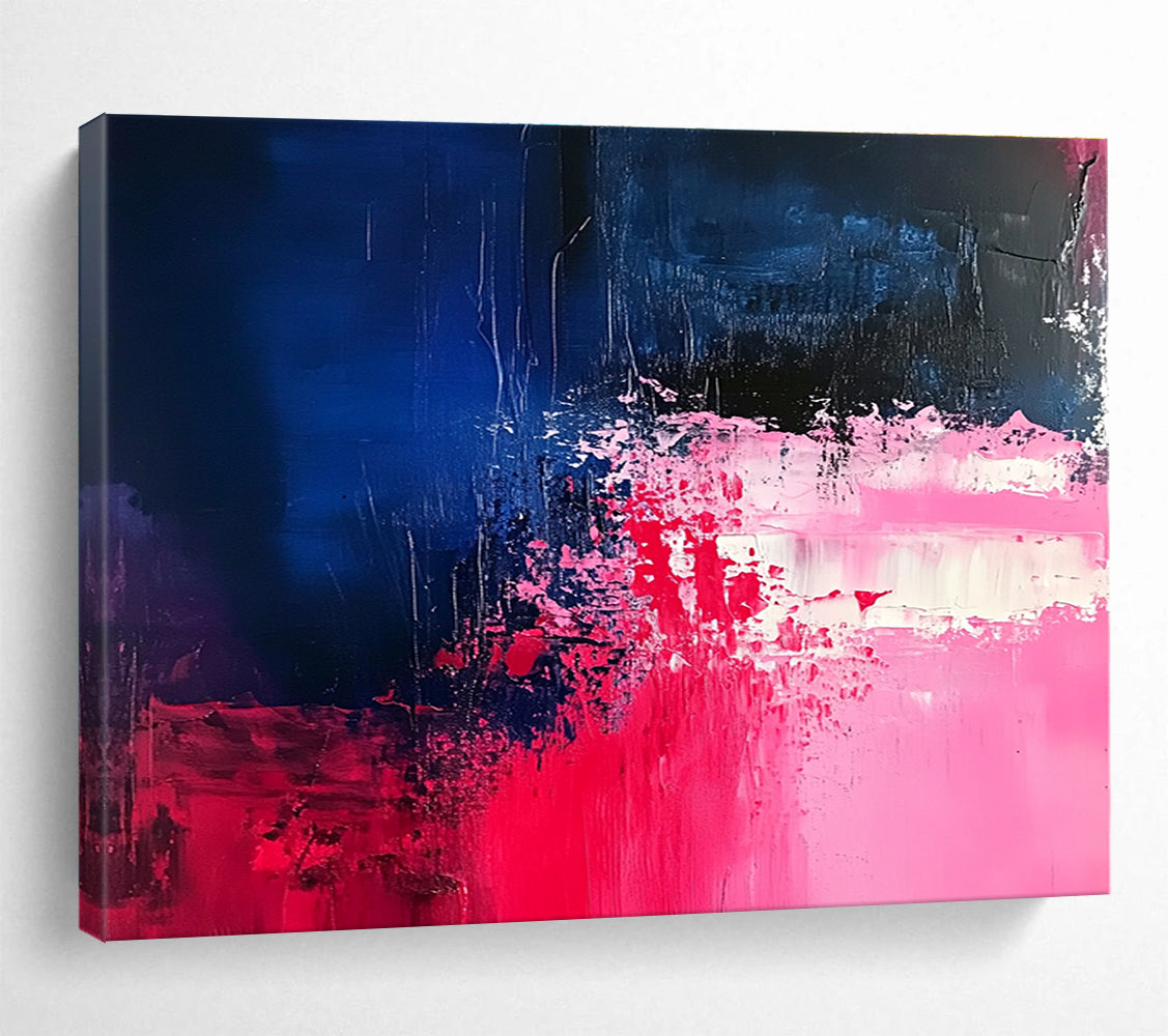Pink and Blue Abstract Painting with Bold Textures DYP187