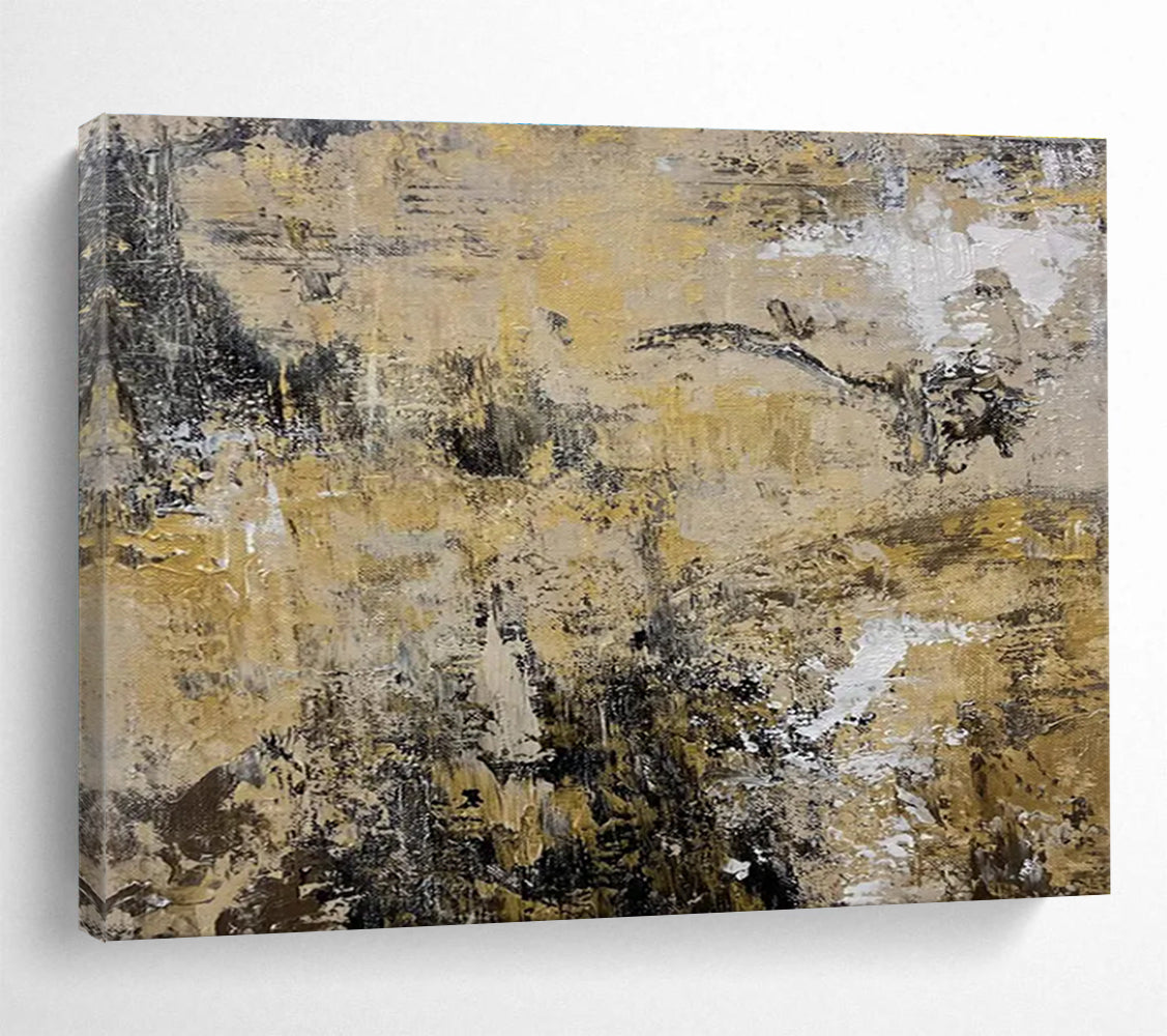 Beige Gray Abstract Painting with Subtle, Ear THY Tones THY371
