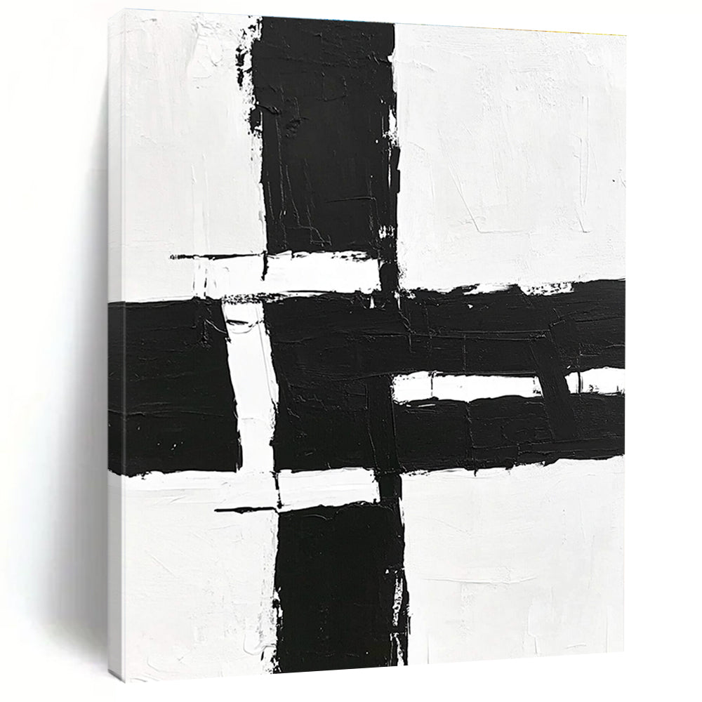 Structured Black White Abstract with Geometric Forms GER348