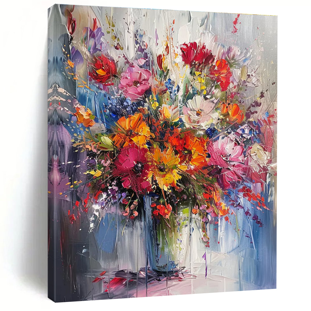Colorful Floral Abstract Painting with Rich Hues ADGE260