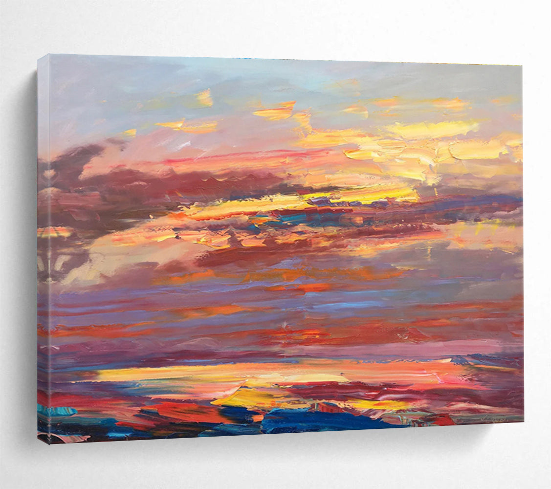 Fiery Sunset Sky Abstract Painting THY444