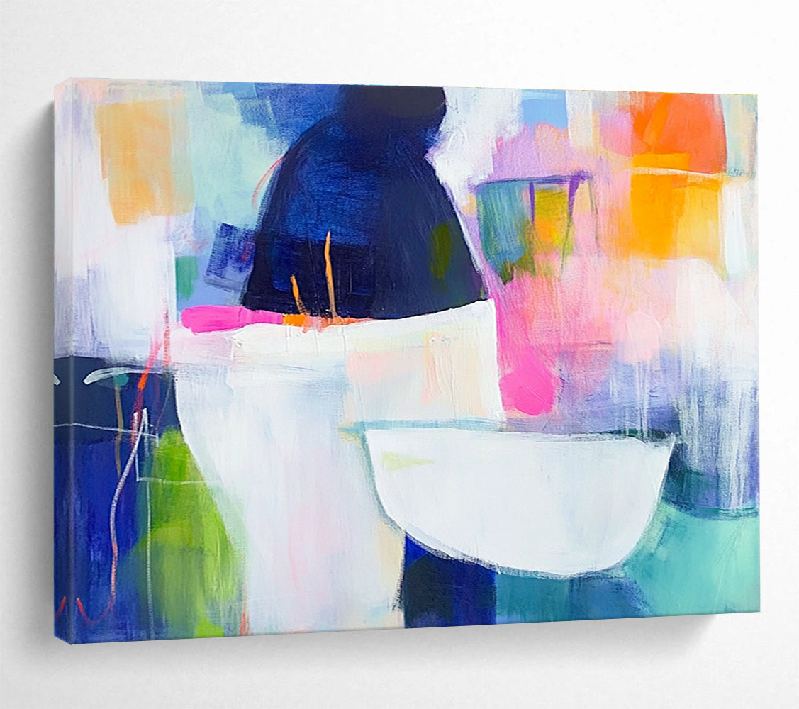 Abstract Vessel Composition Painting with Colorful Background DYP464