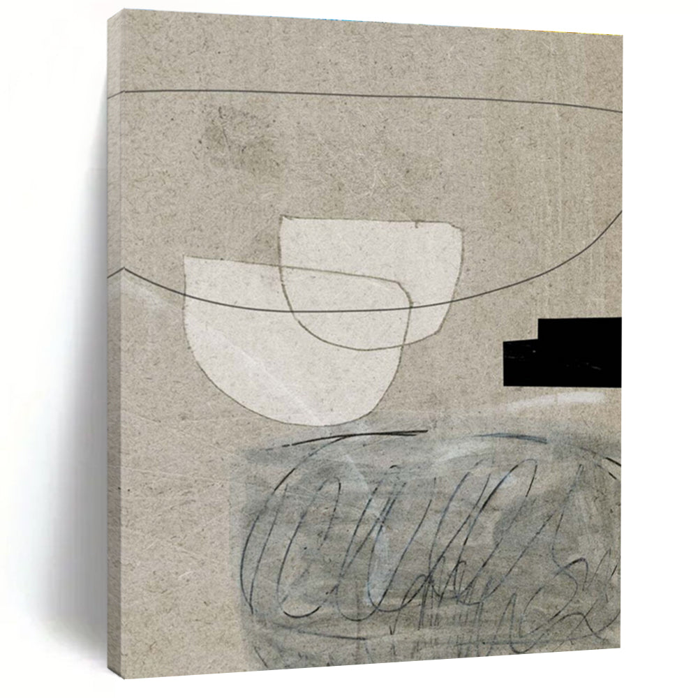 Minimalist Collage on Beige Abstract Painting ADGE167