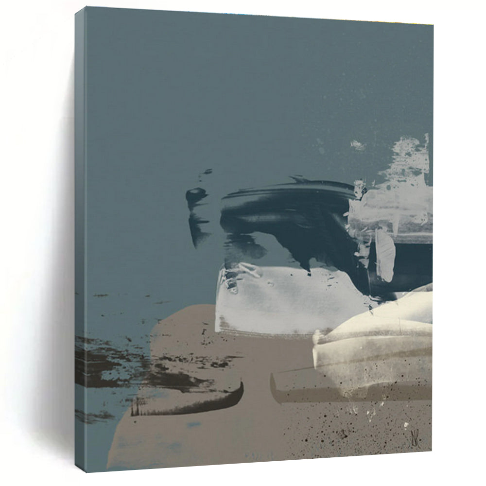 Blue Gray Abstract Forms Painting ADGE242