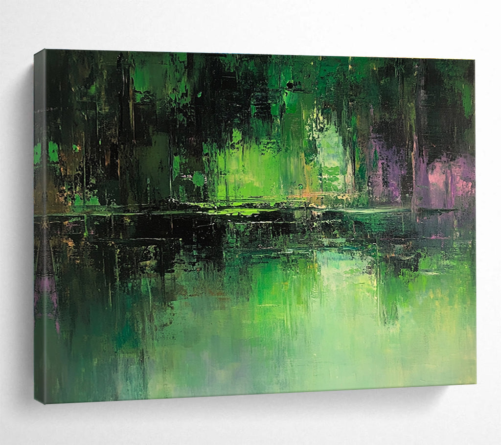 Green Forest Reflection Abstract Painting with Rich Colors DYP267