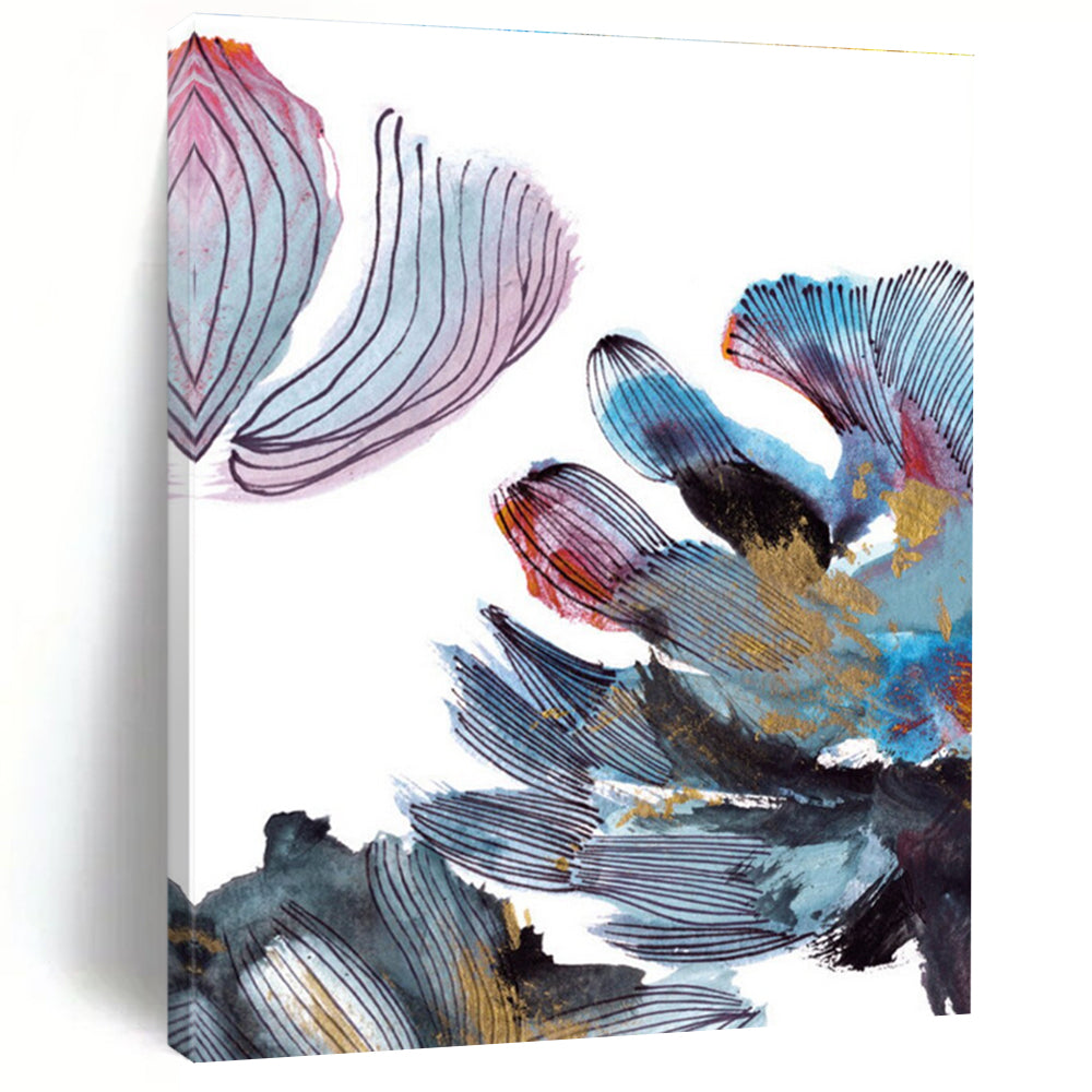 Floral Abstract with Colorful Petals and Gold Accents Painting ADGE199