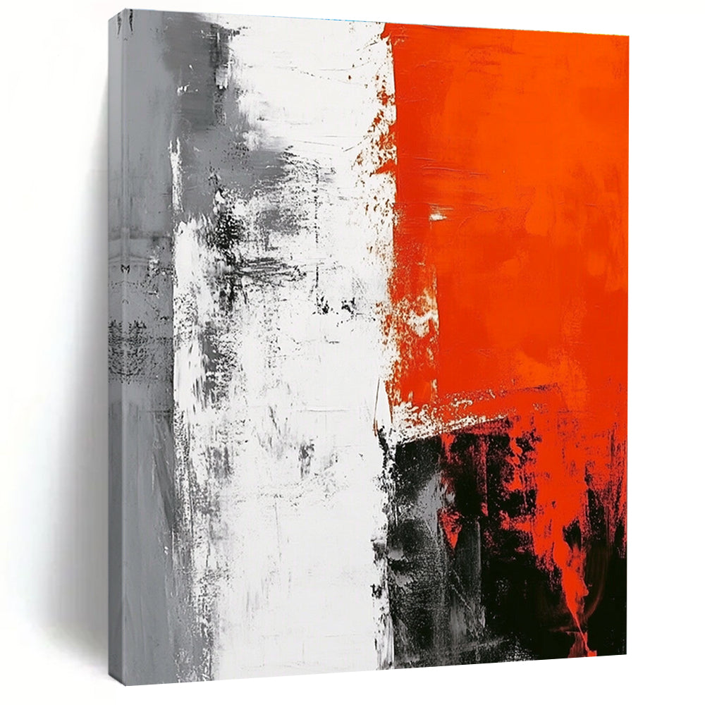 Red and Gray Abstract Painting with Textured Strokes GER450