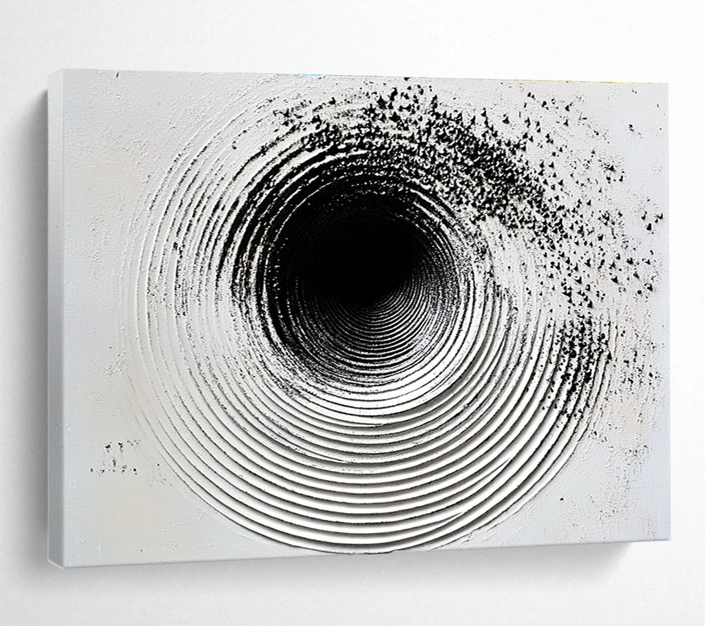 Black White Textured - Circle Abstract Painting DYP027